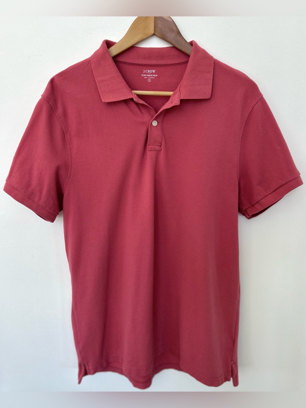 J.Crew Flex Pique Polo Shirt Men’s Large Pink Salmon Short Sleeve Preppy Golf